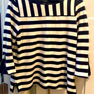 Talbots navy/white 3/4 sleeve side zipper medium Petite